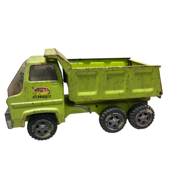 Tonka Other - Vintage Tonka Hydraulic Dump Truck Lime Green Pressed Steel 1970's USA Dual Axle